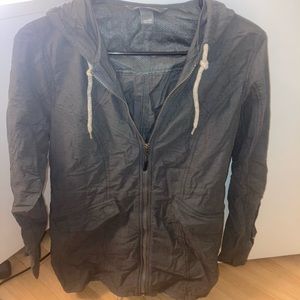 Eddie Bauer grey zip up long windbreaker jacket